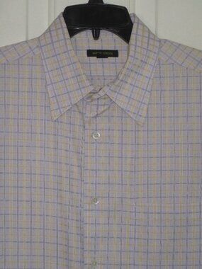 Martin Gordon Mens L/S Purple & Gold Cotton Dress Shirt - Size 16/35 or Large